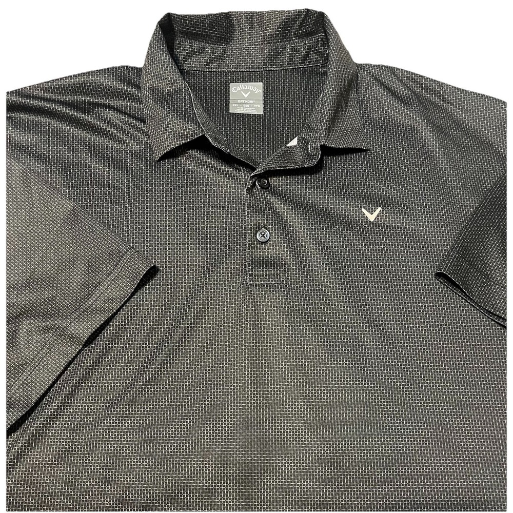 Callaway Opti-Dry Performance Polo Black White Logo Short Sleeve Men's 2XL